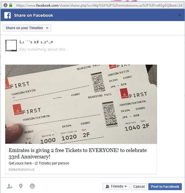 emirates flight tickets facebook